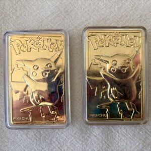 TWO Pokemon Gold Pikachu Collectible Cards